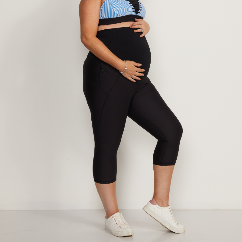 Shapee Maternity Compression Support Leggings (Black) - pregnant legging,  exercise pants, tummy support pants